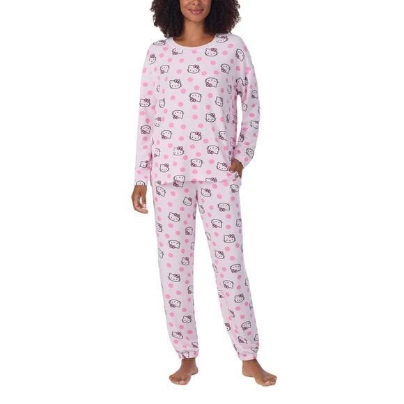 NWT Hello Kitty Women's 2-PC Printed Long Sleeve Soft Jersey Pajama Lounge Set - Picture 10 of 11